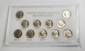 1942-1945 United States Wartime Jefferson 35% Silver Nickel UNC Set - Bild 1 von 9