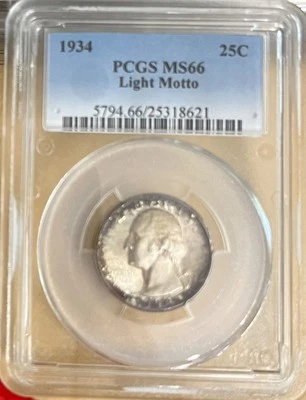 1934 Washington Quarter  .25 - PCGS MS66 Light Motto - Image 1 of 2