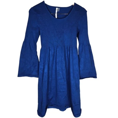 NY Collection Petite Blue Bell Sleeve Knit Dress Fall Winter Casual PS - Image 1 of 4