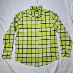 Diesel Men's Long Sleeve Button-up Shirt Yellow Black Plaid Size 46  - Picture 1 of 12