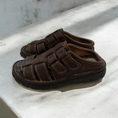 Y2k Chunky Brown Strappy Sandal Slide  L.L. Bean Dr. Marten Inspired Women Sz 7 - Image 1 of 4