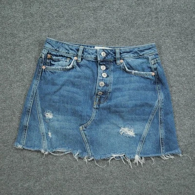 Falda Jean Free People Mujer 29 Azul Denim Patchwork Distressed We The Free Foto 1 de 4