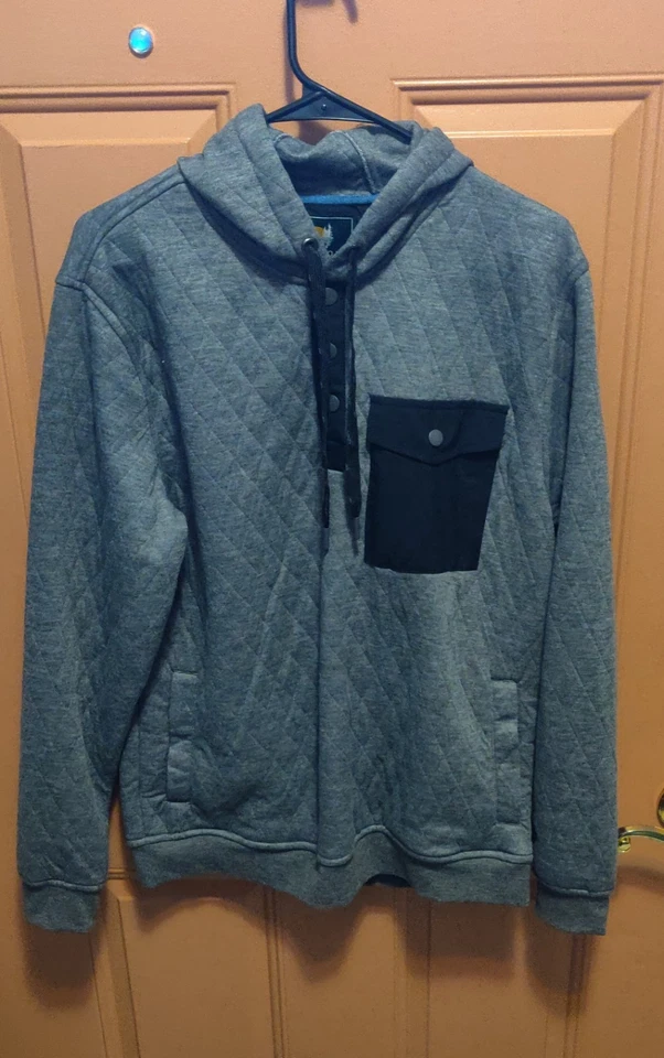 Horizon By Bass Creek Outfitters Quilted Pullover Hoodie Men's Size Medium Grey