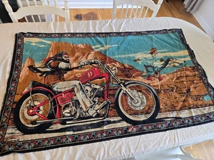 Arazzo vintage David Mann GHOST RIDER arte da parete 52 x 32 raro - Foto 1 di 9