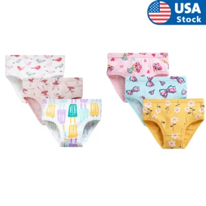 6 Pcs Girls Underwear Briefs Set 100% Cotton Breathable Underwear Brief For 2-7Y - Picture 1 of 17