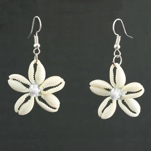 Ohrringe Kauri Muschel Stern Design Muschelohrringe Cowrie Shell Earrings ER297 - Bild 1 von 2