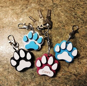 Personalisierter Schlüsselanhänger Pfotendruck Haustier - Katze oder Hund Pfotenabdruck Geschenk - Bild 1 von 2