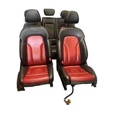 2014-2016 Audi Sq5 Front And Rear Seat Set Electric Black Red Leather OEM - Image 1 of 4