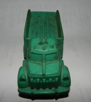 Vtg.  AUBURN Toys Vintage Rubber Farm Green Truck Yellow Tires - Image 1 of 4