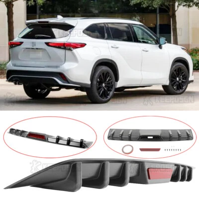 Glossy Black 6 Shark Fin Rear Diffuser Bumper Spoiler Lip For Toyota Highlander - Image 1 of 4