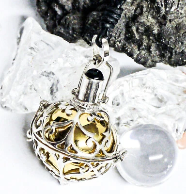 925 Silber Klangkugel  Bergkristallkugel Engelrufer Bergkristall Edelsteinbesatz - Bild 1 von 4