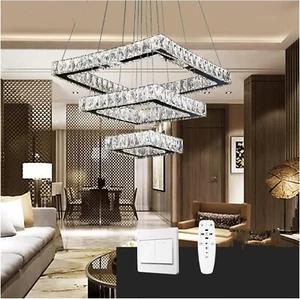 Lampadario a Sospensione LED 100W Cristallo Geometrico Stile Modern IP20 Interno - Foto 1 di 7
