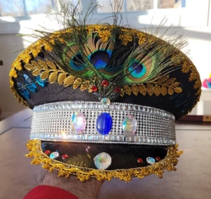 COSDREAMER Womens White Gold Festival Military Captain Burning Hat  - Picture 1 of 10