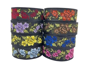 10yds Jacquard Woven Ribbon Trim* Roses Various colours 1.37In - Picture 1 of 11