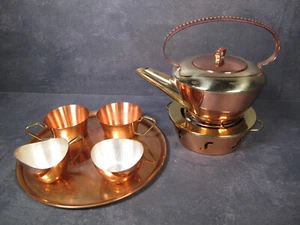Schönes Messing Kupfer Stövchen SET Teestövchen Brass Warmer Теплее Lampe - Picture 1 of 24