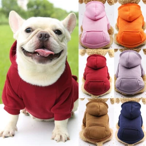 Pet Dog Hoodie Sweater Jumper Coat Warm Clothes Puppy Apparel Hooded Jacket - Picture 1 of 30