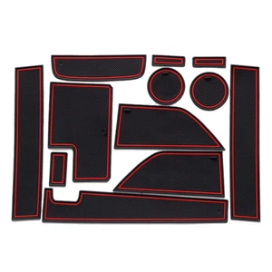 Red Rubber Gate Slot Mats Non-Slip Cup Holder Pads For Ford Mustang 2015-2021 - Picture 1 of 12