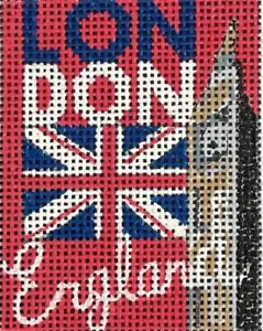 Needlepoint Handpainted Colors of Praise Luggage Insert London 3x2 - Picture 1 of 1