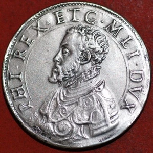 Medaglia Filippo II Re di Spagna Duca di Milano 1554 1598 argento - Foto 1 di 2