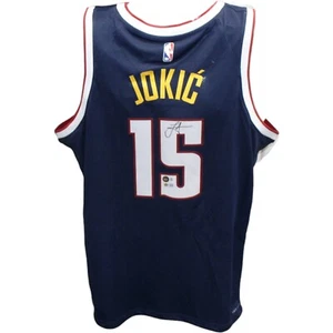 Nikola Jokic Autographed Denver Nuggets Nike Navy Jersey Beckett 42460 - Picture 1 of 3