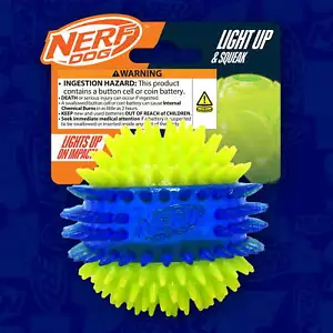 Nerf Dog LED Light Up Dental Spikes Squeak Ball Dog Toy, 2.7 inches - Picture 1 of 10
