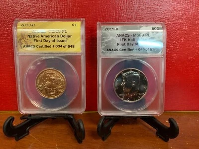 ANACS MS69PL 2019-D Rocketship Set First Day Issue JFK Native American - Image 1 of 4