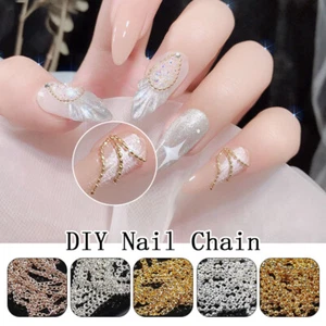 Cadena de uñas hágalo usted mismo de 100 cm arte en uñas de lujo bola de acero dijes decoración de manicura de metal - Imagen 1 de 23