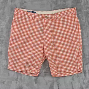 Ralph Lauren Polo Shorts Mens 40T 40L Orange Gingham Flat Front Pockets Golf - Picture 1 of 8