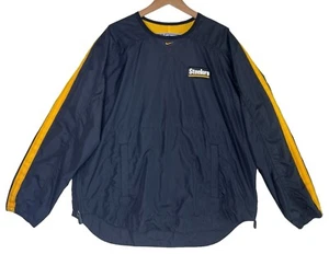 VTG Nike Team NFL Pro Line Pittsburgh Steelers Windbreaker Pullover Black Large - Picture 1 of 10