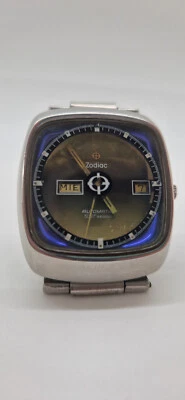 Vintage Zodiac Astrographic Mystery Dial Automatic SST Swiss LeLocle Watch - Image 1 of 4