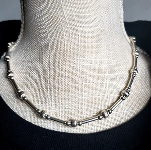 MILOR ITALY Vintage Sterling Silver 17" Necklace Ball Tube Bar Bead Chain Link - Picture 1 of 5