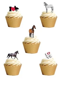 25 adornos para pasteles de papel comestibles con temática de pony para caballos de pie - Imagen 1 de 2