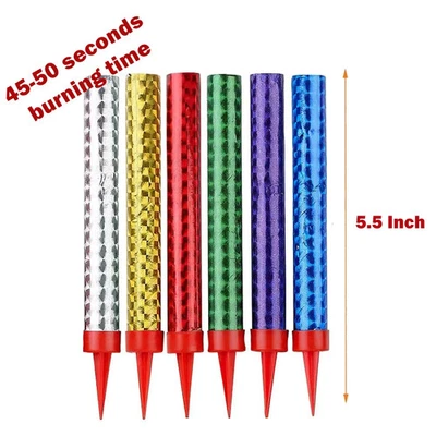 Birthday Candles for Cake topper, Parties, Weddings, Color Flames, 6 PCS - Image 1 of 4