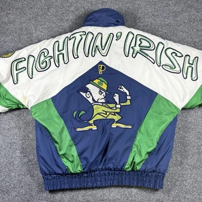 Chaqueta acolchada vintage Pro Player para hombre XL Notre Dame lucha irlandesa hechizo Foto 1 de 4