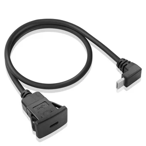 50cm USB C 2.0 Flush Mount Cable,Right Angle Square Type C Male to Female - Picture 1 of 6