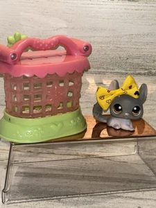 Littlest Pet Shop tragbare Haustiere grauer Chinchilla #144 braune Augen mit Käfig - Bild 1 von 7