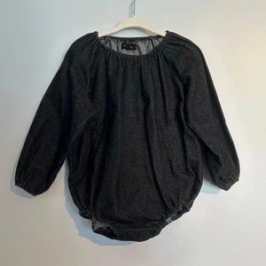 Bambus Langarm schwarz Denim Bubble Strampler - Kleinkind Mädchen Größe 2 - Bild 1 von 7