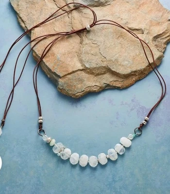 НОВЫЙ! КАТАЛОГ SUNDANCE ювелирных изделий «Misty Moonglow» ожерелье кожи лунные камни - Изображение 1 из 4