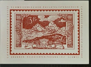 (SWI-804)SCHWEIZ 1957 Gedenk Maxi Karte Philatelistischer Kongress in Brunnen - Bild 1 von 2
