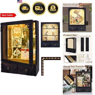 Marco de caja de sombra con vitrina conmemorativa de luz caja de recuerdo decorativa Foto 1 de 4