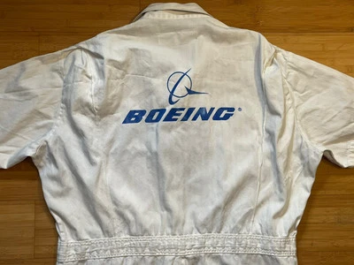 Vintage Men’s Size 48 Boeing Airplanes Overalls White Red Lap Coveralls USA Made - Image 1 of 4