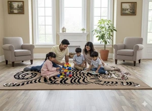 Handmade Tiger Skin Rug | Unique Animal Print Carpet | Living Room Decor - Picture 1 of 4