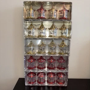 Vtg Department 56 Pinwheel Spinner Twinkler Birdcage Ornament Set of 20 Gold Red - Picture 1 of 4