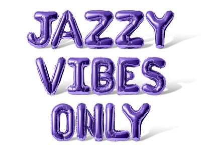 SOLO VIBRACIONES DE JAZZ Letra Globo Banner - Mardi Gras Fiesta Suministros Decoraciones Foto 1 de 4