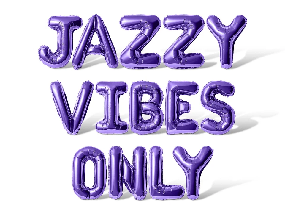 SOLO VIBRACIONES DE JAZZ Letra Globo Banner - Mardi Gras Fiesta Suministros Decoraciones Foto 1 de 4