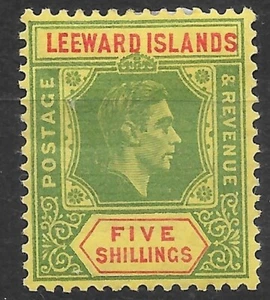 LEEWARD ISLANDS SG112c 1951 5/= BRIGHT GREEN & RED ON YELLOW MTD MINT (r) - Picture 1 of 1