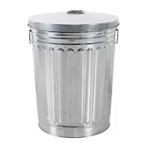 Zink Abfalleimer mit Deckel 58 Liter Silber Mülleimer Tonne Mülltonne Zinktonne - Bild 1 von 2