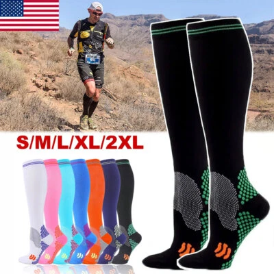 3Pairs Compression Stockings Knee High 20-30 mmHg Men Women Medias De Compresion - Image 1 of 4