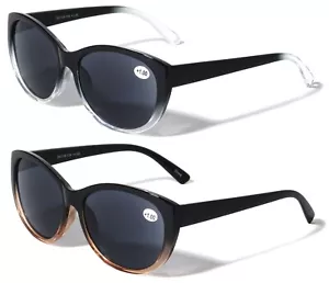 2 Pairs Women Outdoor Reading Sunglasses Oversized - Full Lens Readers Leopard - Picture 1 of 27