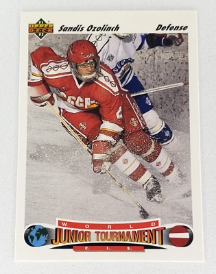 1991-92 Upper Deck Hockey World Junior Sandis Ozolinch RC #661 San Jose Sharks - Image 1 of 2